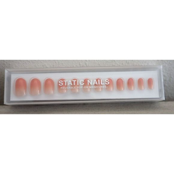 Static Nails Reusable Pop-On Manicure, Toasted Sugar/Soft Ombrè Bellini Lot of 2 - Picture 2 of 5